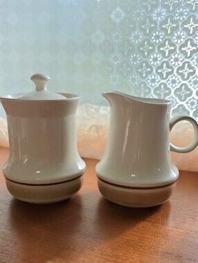 Vintage Set Of Hearthside Stoneware Creamer and Sugar Bowl with Lid